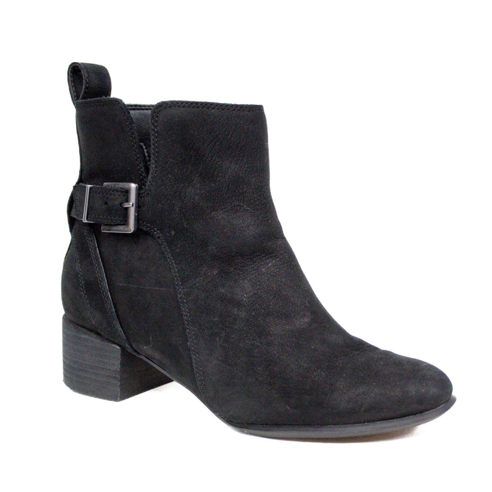 Vionic Sienna Black Waterproof Suede Ankle Boots Side Zip Womens 7